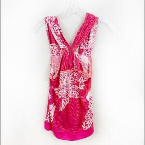 Anthropologie Ric Rac Floral Pink/Orange Tank Top